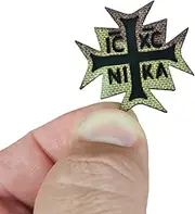 [LEGEEON] Tiny Orthodox Cross Christogram Lasercut Patch [Multicam]