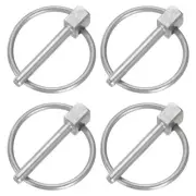4Pcs 1/8" x 1-3/16" Linch Pin with Ring Stainless Steel Round Silver
