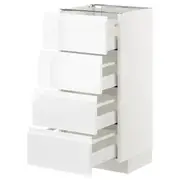 METOD base cab 4 frnts/4 drawers, white Maximera/Voxtorp high-gloss/white, 40x37x80 cm