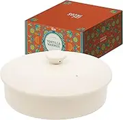 Chef Tacos Ceramic Tortilla Warmer, Microwavable, 20 cm (8-Inch), Tortilla Holder Container, Pancake Keeper, Best for Storage Tortilleros, with Lid (White)