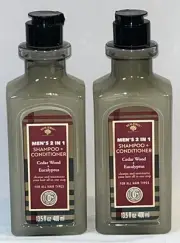 2 BOLERO Men's 2 in 1 Shampoo & Conditioner Cedarwood & Eucalyptus 13.5 oz.