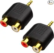 (Paquete de 2) Adaptador estéreo de 3,5 mm a 2 RCA macho a hembra chapado.neuvo.