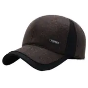 Man Warm Winter Hat Ear Protective Color Block Leisure Cap Brown Hats & Headwear
