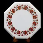 12" Marble inlay table top inlaid with semi precious stone, corner & side table