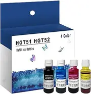 HGT51 HGT52 Refill Ink Bottles Compatible for HP GT51 GT52 to Use with 115 116 310 311 315 316 318 319 410 500 508 511 514 515 Printer, Ink Water Based Bottles,4 Color-1 Set