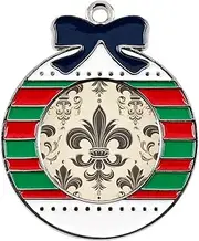 [FZMVSQH] Christmas Charms Fleur-de-Lis and Coat Arms Knightprinted Christmas Pendants Christmas Tree Charms Alloy Pendant Christmas Pendant Necklace Halloween Valentine Gift