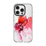 iPhone 16 Pro Clear Case MagSafe Compatible Pink Paint Smear