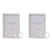 2PK Gibson Gifts Diamond 60 Photo Frame 4x6" Rectangle Silver