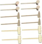 Kisangel 15Pcs Mini Wooden Hammer for Small Mallets for DIY Crafts Safe Natural for Cake Decorating Easter Egg Activities present