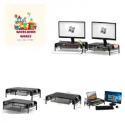 2PK Metal Desk Monitor Stand Riser with Organizer Drawer