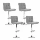 New Set of 4 Fabric Bar Stools NOEL Kitchen Chairs Swivel Bar Stool Gas Lift Gre