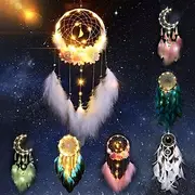 Dream Catcher LED Feather Light Creative Fairy Lamp Wall Hanging Holiday Decorations Bedroom Family Wedding Birthday Party Blessing Gift