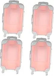 [IWOWHERO] 4pcs Simulation Trolley Case Makeup Case Mini Suitcase Empty Lash Container Mini Luggage Makeup Tool Organizer Eyelash Holder Case Suitcases