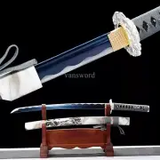 1095 Carbon Steel Japanese Wakizashi Samurai Sword Blue Blade Full Tang Sharp.