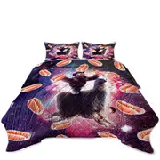 Funny Hot Dogs Space Cowboy Sloth on Llama Unicorn Coverlet