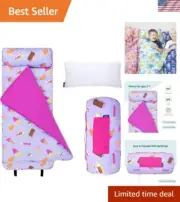 Super Soft Kids Nap Mat with Reusable Pillow - Perfect for Daycare Sleepovers