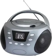 HANNLOMAX HX-332CD Portable CD Boombox, PLL FM Radio, Bluetooth, Silver Grey