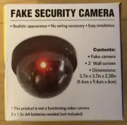 Fake Dummy Video Security Camera Dome Replica W Light For Home, Business, Office
