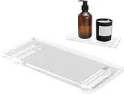 Acrylic Vanity Tray | Stand Riser for Bathroom,Waterproof Acrylic Home Decor, Acrylic Trays for Display, Clear with 2 Long Raised Feet for Bathroom, Home Foccar