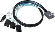 PCIE Oculink-Compatible SAS SFF-8611 4i 90° to 4* SATA 7P Server Super Speed Cable Data Transfer Extension Cable (50cm)