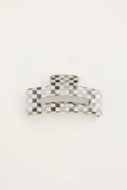 Black Check Claw Clip