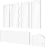 Cake Scraper 6 Pieces Acrylic Cake Smoother Scraper Cake Decorating Comb Icing Smoother Pastry Cutter for Mousse Butter Cream Cake Decoration, 11 Patterns for Different Shapes of Cake Edges
