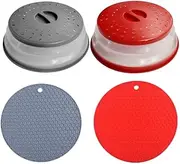 Fabselection Food Cover,Vented Collapsible Microwave Splatter Cover,Colander Kitchen Gadget,Include Anti-scald Silicone Mats,Dishwasher-safe,BPA-FreeSilicone & Plastic