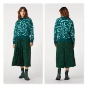 GORMAN Green Womens Size 14 Printed Vine Light Corduroy Skort NEW + TAGS