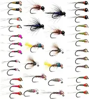 Outdoor Planet Top Producing Fly Fishing Flies Assortment | Dry, Wet, Nymphs, Streamers, Wooly Buggers, Hopper, Caddis | Trout, Steelhead, Bass Fishing Lure Set