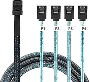 Nicear Hard Drive Cable Mini-SAS SFF-8643 Host to 4 SATA 50cm 7-pin Hard Drive 6Gbps Data Server Cable
