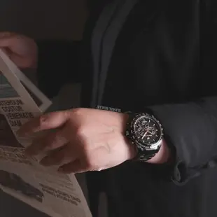 【MASERATI 瑪莎拉蒂】TRAGUARDO系列 黑色系 三眼計時 玫瑰金刻度 不鏽鋼錶帶 手錶 男錶(R8873612048)