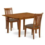 MLPO3-SBR-C 3 Pc set Milan Kitchen Table featuring Leaf and 2 Cushiad Seat...