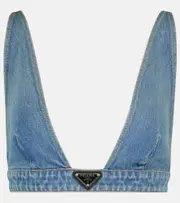 [Prada] Prada Logo denim bralette AU 16 blue