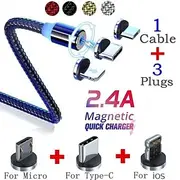 2023 magnetic USB cable LED magnetic charging cable suitable for iPhone micro USB C type fast charging magnet charger mobile phone cable