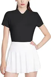 [LastFor1] Women's Golf Polo Shirt Short Sleeves UPF 50+ Tennis Tops Active T-Shirt Quick Dry Zip Up Running Shirts
