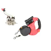 Pet Traction Rope Dual Retractable Durable Dog Leash Rope Zero Tangle Walk-Red