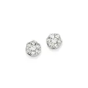 14k White Gold Real Diamond Cluster Screwback Earrings