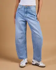 [DESU] DESU Women's Lucy Barrel Jeans in Blasted Mid Blue Size 12 12 Blasted Mid Blue