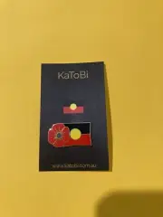 Aboriginal Flag Poppy Remembrance Day Enamel Pin Badge Brooch Indigenous NAIDOC