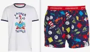NEW PETER ALEXANDER MENS DR SEUSS TEE TOP + BOXER SHORTS SET RRP$129.90 MEDIUM M