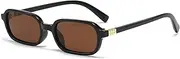 [LJCZKA] Retro Rectangular Sunglasses for Women Men 90s Small Square Frame Sun Glasses Trendy Vintage Rectangle Chic Sunnies