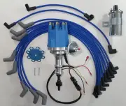 small cap FORD 289 302 BLUE HEI Distributor + Chrome Coil + Spark Plug Wires USA