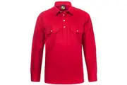 Workcraft Mens 1/2 Button Cotton Shirt WS3029 - Crimson Red