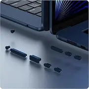 Soonjet 9Pcs Anti Dust Dirt Plug Cups Set for MacBook Air 13.6/15 inch M3 M2, MacBook Pro 14/16 inch M3 M2 M1 Pro/Max, MacBook Pro/Air 13'' 2016-2022 Accessory Silicone Anti Dirt Cover - Midnight