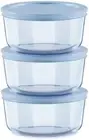 Pyrex Simply Store Round Tinted Glass Food Storage 6-Piese Set, Blue, 2 Cup