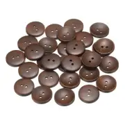 30pcs Wooden Sewing Button 23mm 2 Holes Round Craft Button Medium Brown