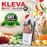 [Kleva Range] Safety Slicer XL | Black - Hand-Powered Fruit & Vegetable Slicer with Chute & Container | Includes Bonus Peeler | Safe, Fast & Even Slicing for Salads, Stir-Fries & Meal Prep (Black)
