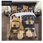 Queen Size Comforter Set Puppy Dogs USA Flag Bedding Animal Patriot Cocker Spani