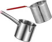 TOYANDONA 1 Set Stainless Steel Fryer Kit with Frying Basket Capacity Handheld Deep Frying Pot for Kitchen for Breakfast and Food Preparation