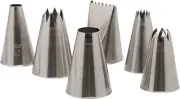 Buttercream Cupcake Decorating Piping Tips Set (6 Pieces) Silver